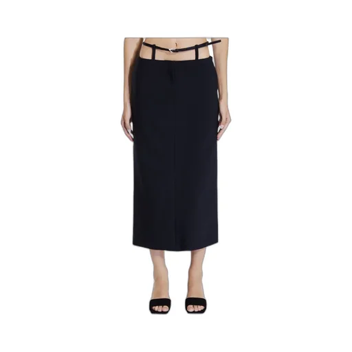 Belted Stretch Midi Skirt