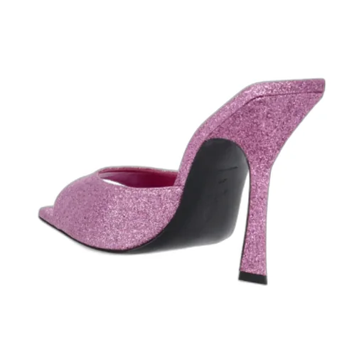 Glittered High-Heeled Open-Toe Mules