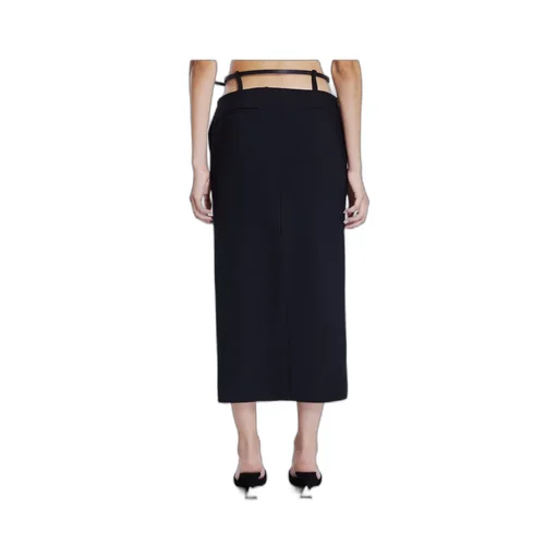Belted Stretch Midi Skirt