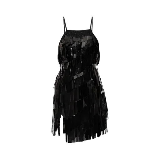 Sequinned Asymmetric Mini Dress