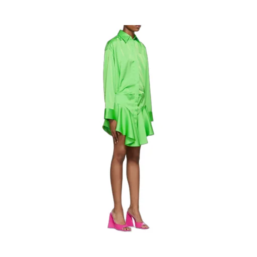Ruffled Hem Satin Mini Dress