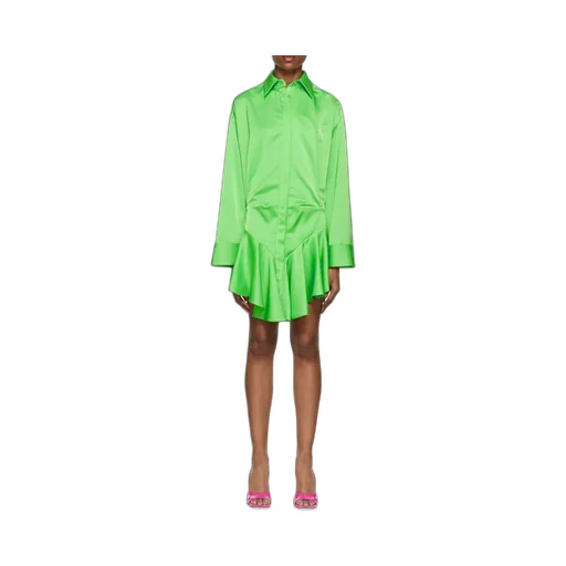 Ruffled Hem Satin Mini Dress