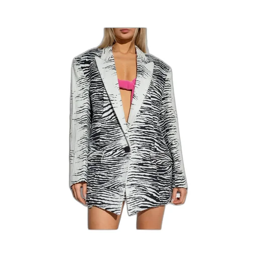 Zebra Print Single-Breasted Blazer