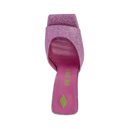 Glittered High-Heeled Open-Toe Mules