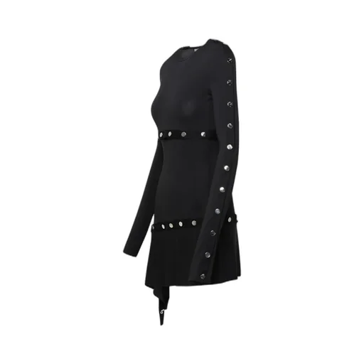 Stud Embellished Asymmetric Dress