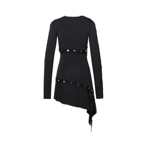 Stud Embellished Asymmetric Dress
