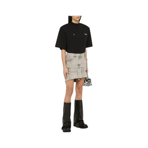 Cut-Out Mini Denim Skirt