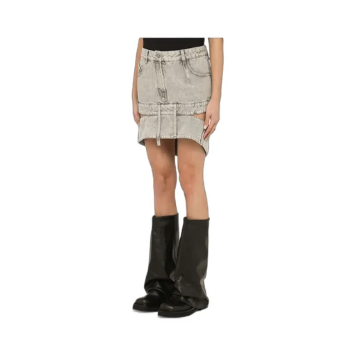 Cut-Out Mini Denim Skirt