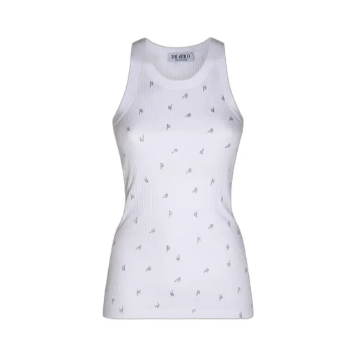 Logo Embellished Ribbed Top