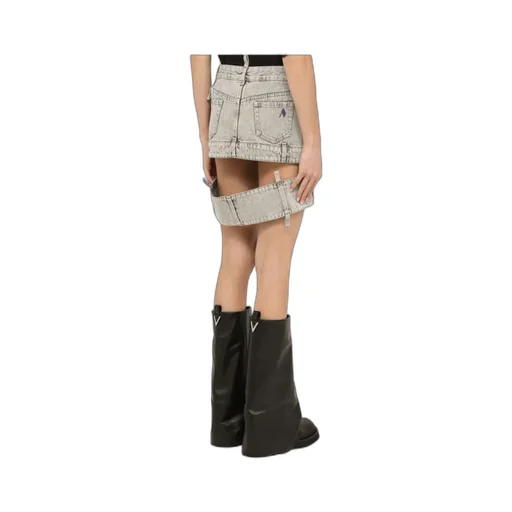 Cut-Out Mini Denim Skirt