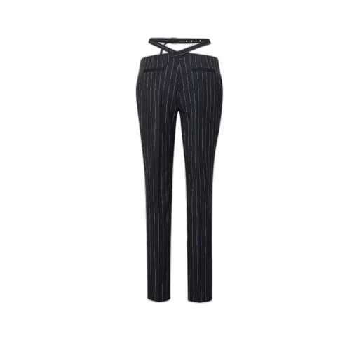 Cut-Out Waist Striped Pants