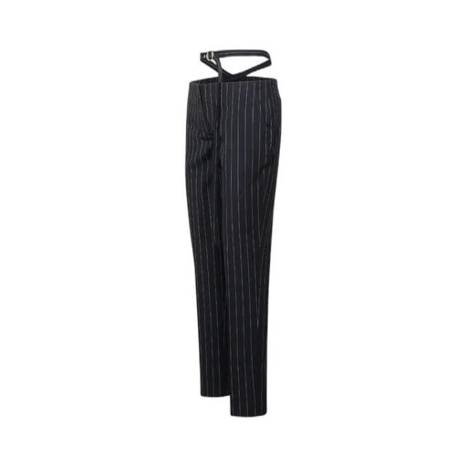 Cut-Out Waist Striped Pants