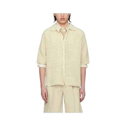 Crochet-Knit Short-Sleeve Shirt