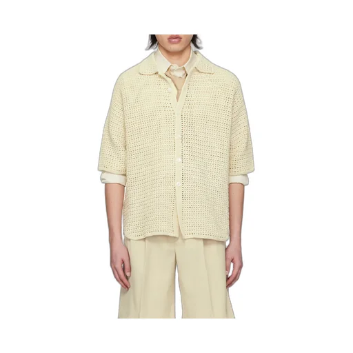 Crochet-Knit Short-Sleeve Shirt