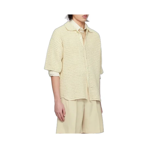 Crochet-Knit Short-Sleeve Shirt