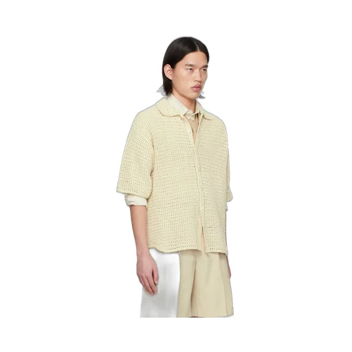 Crochet-Knit Short-Sleeve Shirt