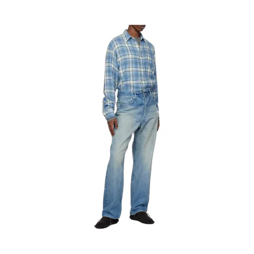 Wide-Leg Faded Jeans