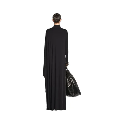 Drape Panel Asymmetric Long Dress