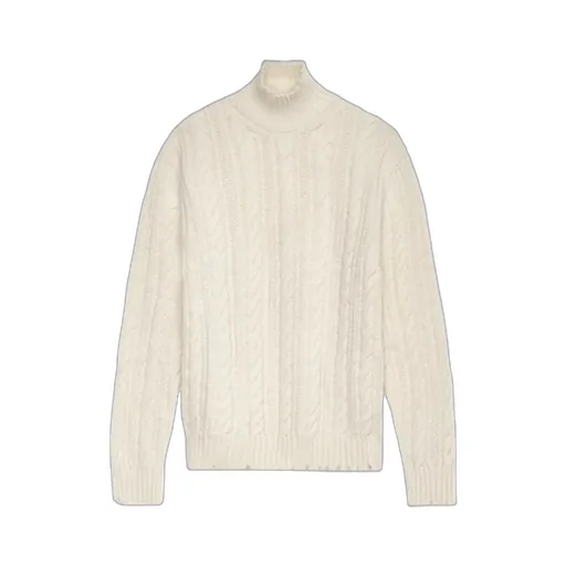 Cable-Knit Frayed Sweater