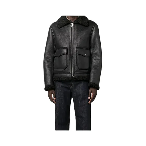 Faux-Shearling Zip-Up Bomber Jacket