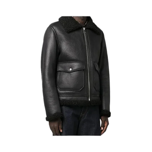 Faux-Shearling Zip-Up Bomber Jacket