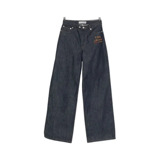 Logo Embroidered Wide-Leg Jeans