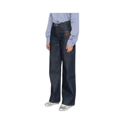 Logo Embroidered Wide-Leg Jeans