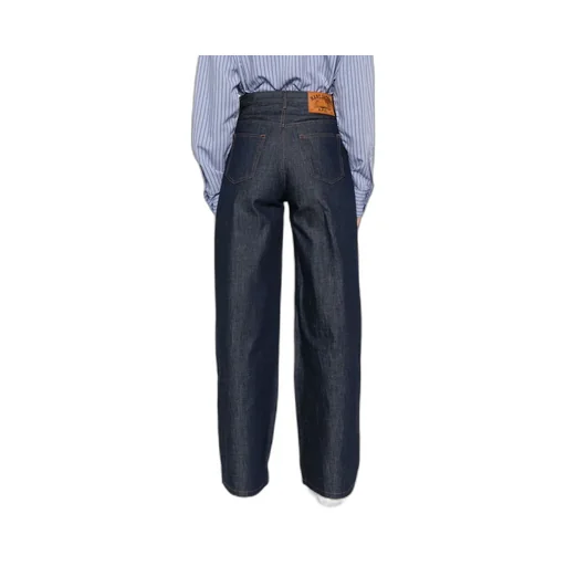 Logo Embroidered Wide-Leg Jeans