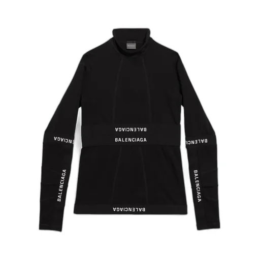 Logo Printed Turtleneck Top