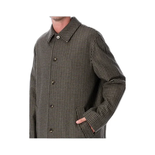 Checked Button-Fastening Coat