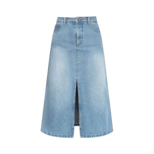 Front Slit Denim Skirt