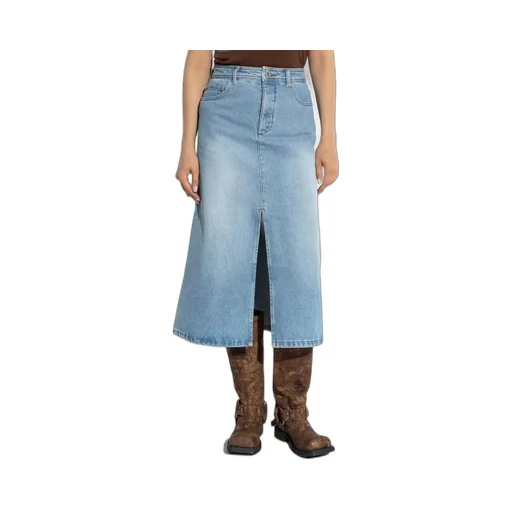 Front Slit Denim Skirt