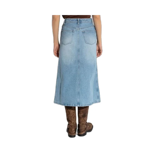 Front Slit Denim Skirt