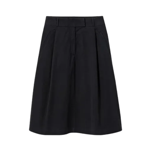 Pleated Cotton Midi Skirt