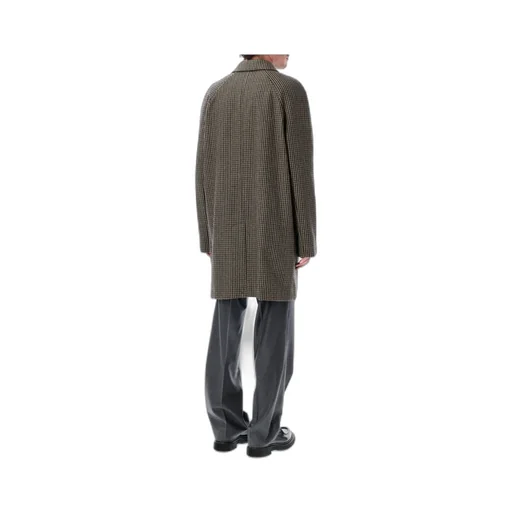 Checked Button-Fastening Coat