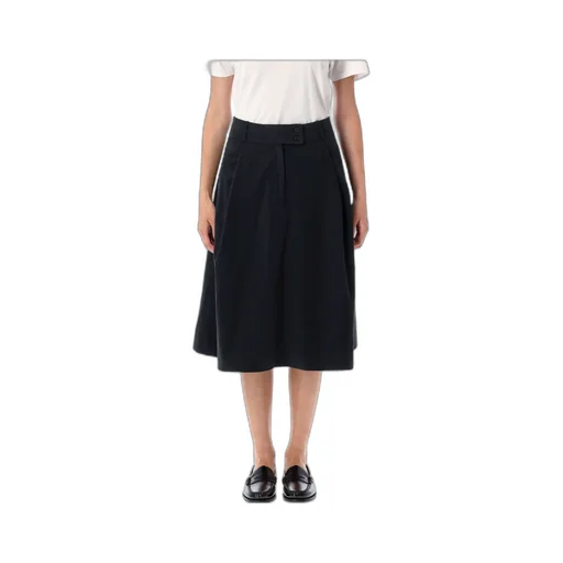 Pleated Cotton Midi Skirt