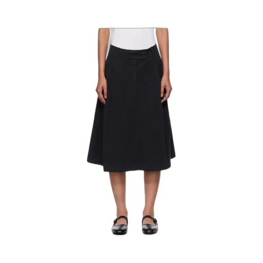 Pleated Cotton Midi Skirt