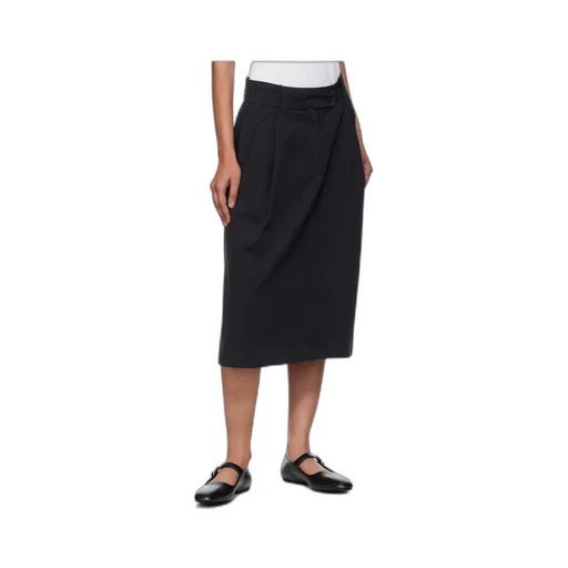 Pleated Cotton Midi Skirt