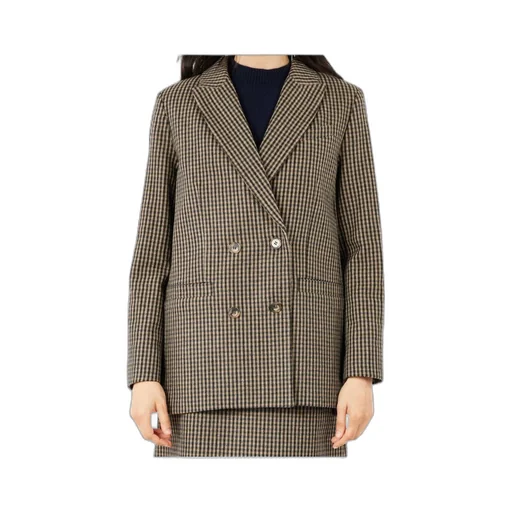 Gingham-Check Double-Breasted Coat