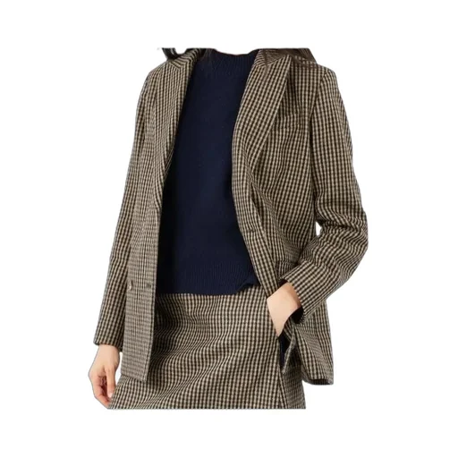 Gingham-Check Double-Breasted Coat