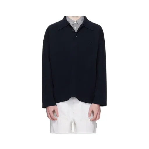 Long-Sleeved Wool Polo Shirt