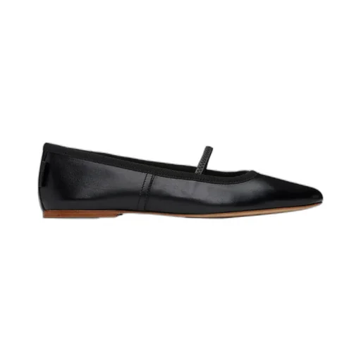 Round-Toe Leather Ballerina Shoes