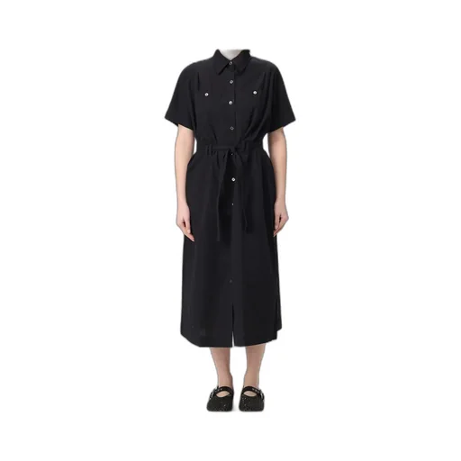 Seersucker Belted Waist Midi Dress