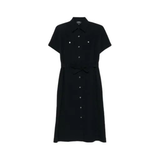Seersucker Belted Waist Midi Dress
