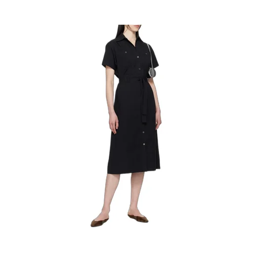 Seersucker Belted Waist Midi Dress