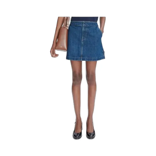 Logo-Patch Denim Skirt