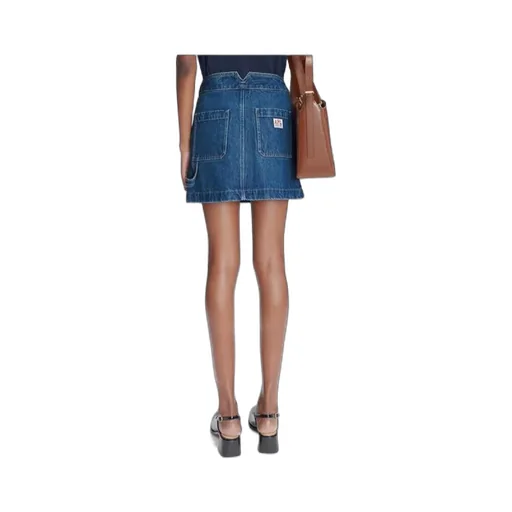 Logo-Patch Denim Skirt