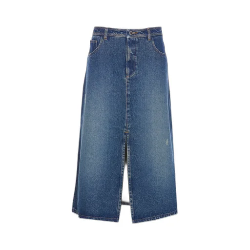 Slit-Detailed Denim Skirt