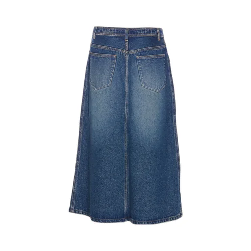 Slit-Detailed Denim Skirt