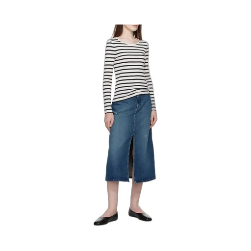 Slit-Detailed Denim Skirt